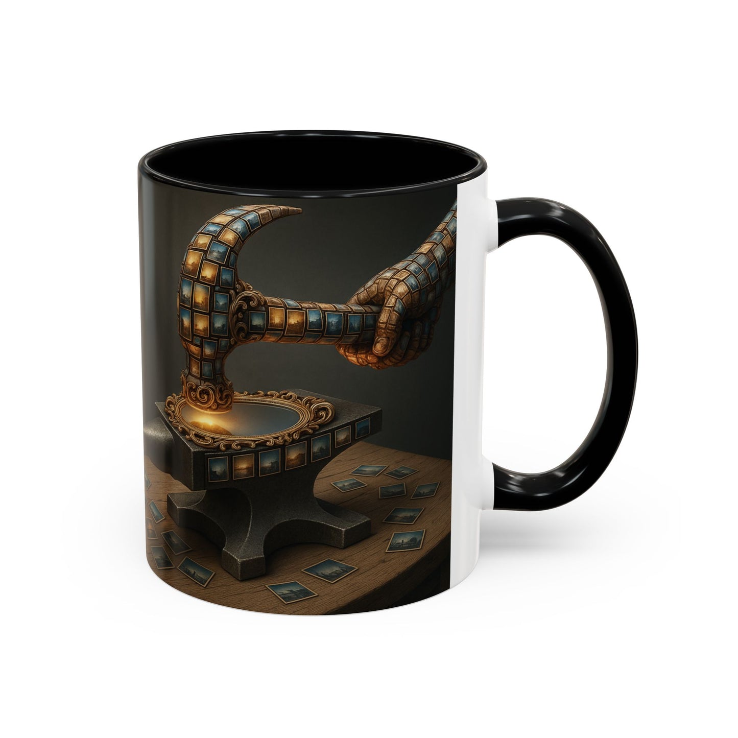 Mnéthos | Mug – Ceramic 11 oz (325 ml) Coffee/Tea Cup, Black Interior & Handle