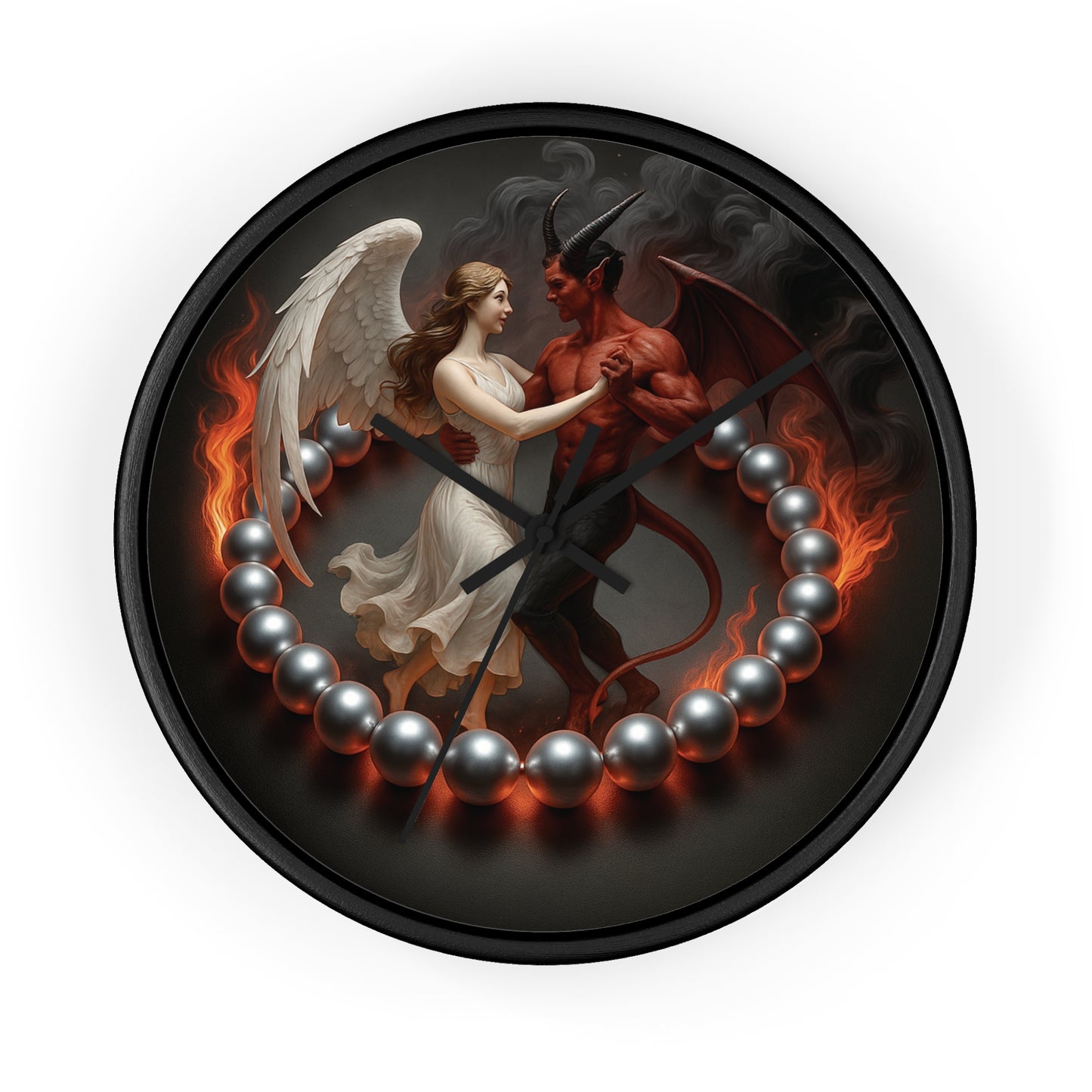 Flamor | Round Wall Clock – Black Frame, 10" x 10" (25×25 cm), Vibrant Colors, Easy to Hang