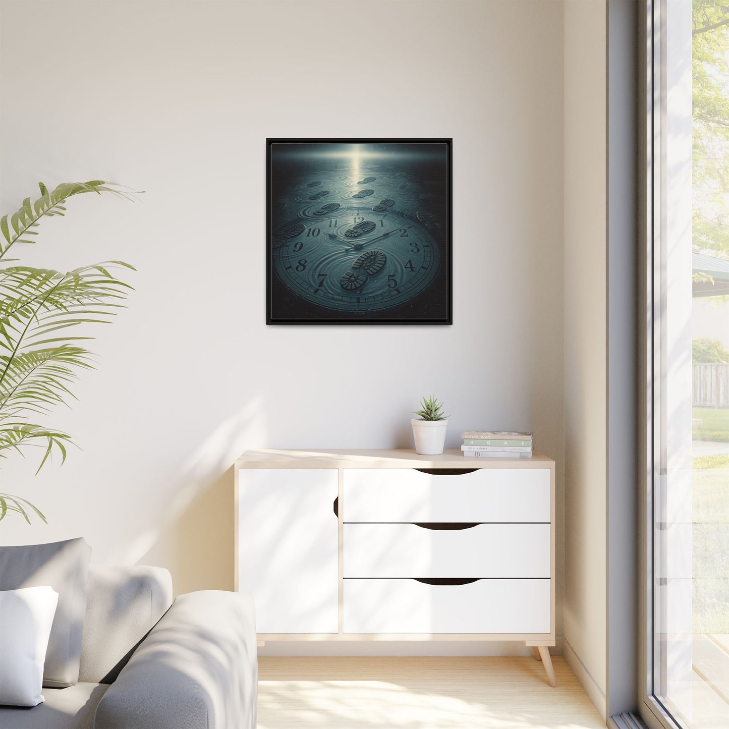 Vestund | Square Canvas Wall Art – 30x30" (76x76 cm), Black Frame, Pinewood & Cotton-Polyester Blend