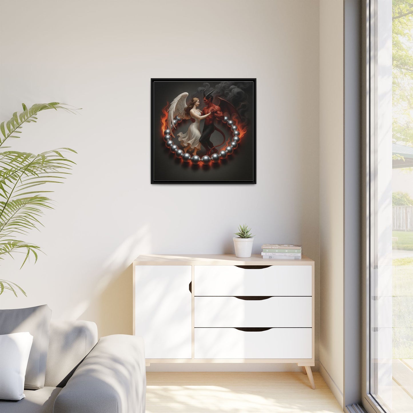 Flamor | Square Canvas Wall Art – 30x30" (76x76 cm), Black Frame, Pinewood & Cotton-Polyester Blend