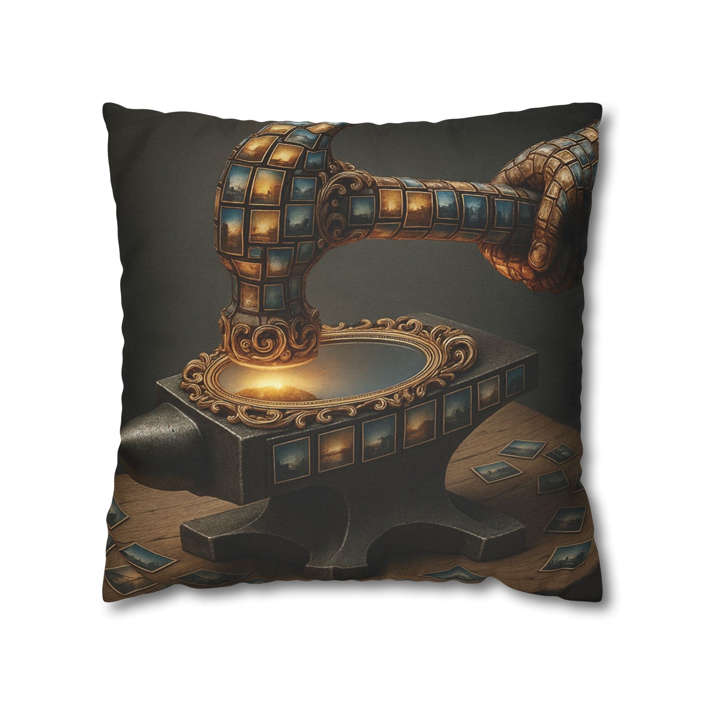 Mnéthos | Decorative Pillow 18"×18" (45×45 cm) – 100% Spun Polyester, Double-Sided Print, Hidden Beige Zipper, Machine Washable 40°C