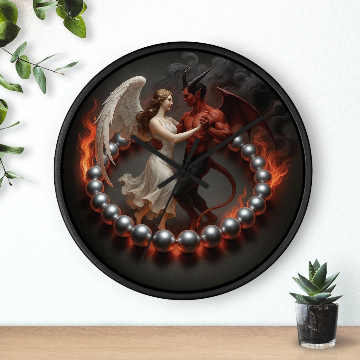 Flamor | Round Wall Clock – Black Frame, 10" x 10" (25×25 cm), Vibrant Colors, Easy to Hang