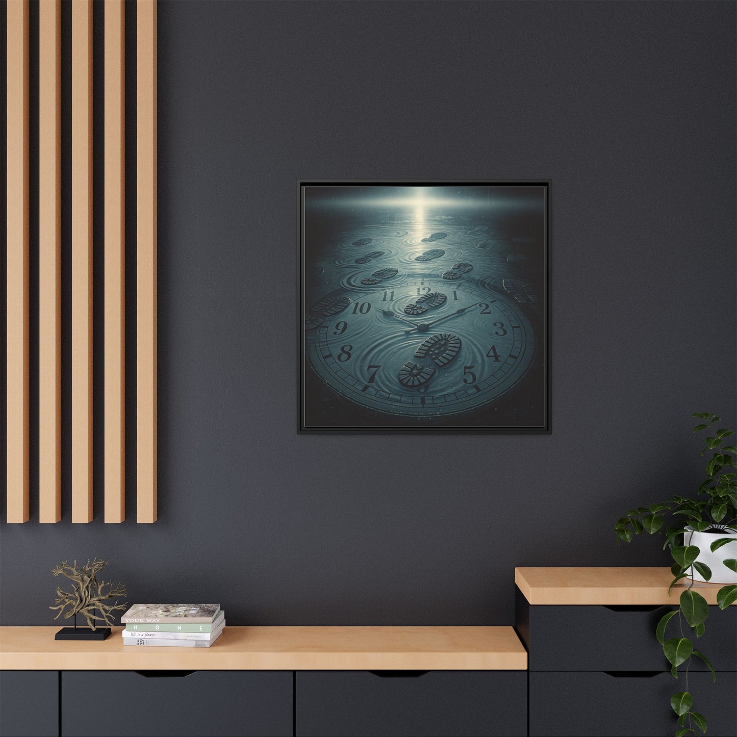 Vestund | Square Canvas Wall Art – 30x30" (76x76 cm), Black Frame, Pinewood & Cotton-Polyester Blend