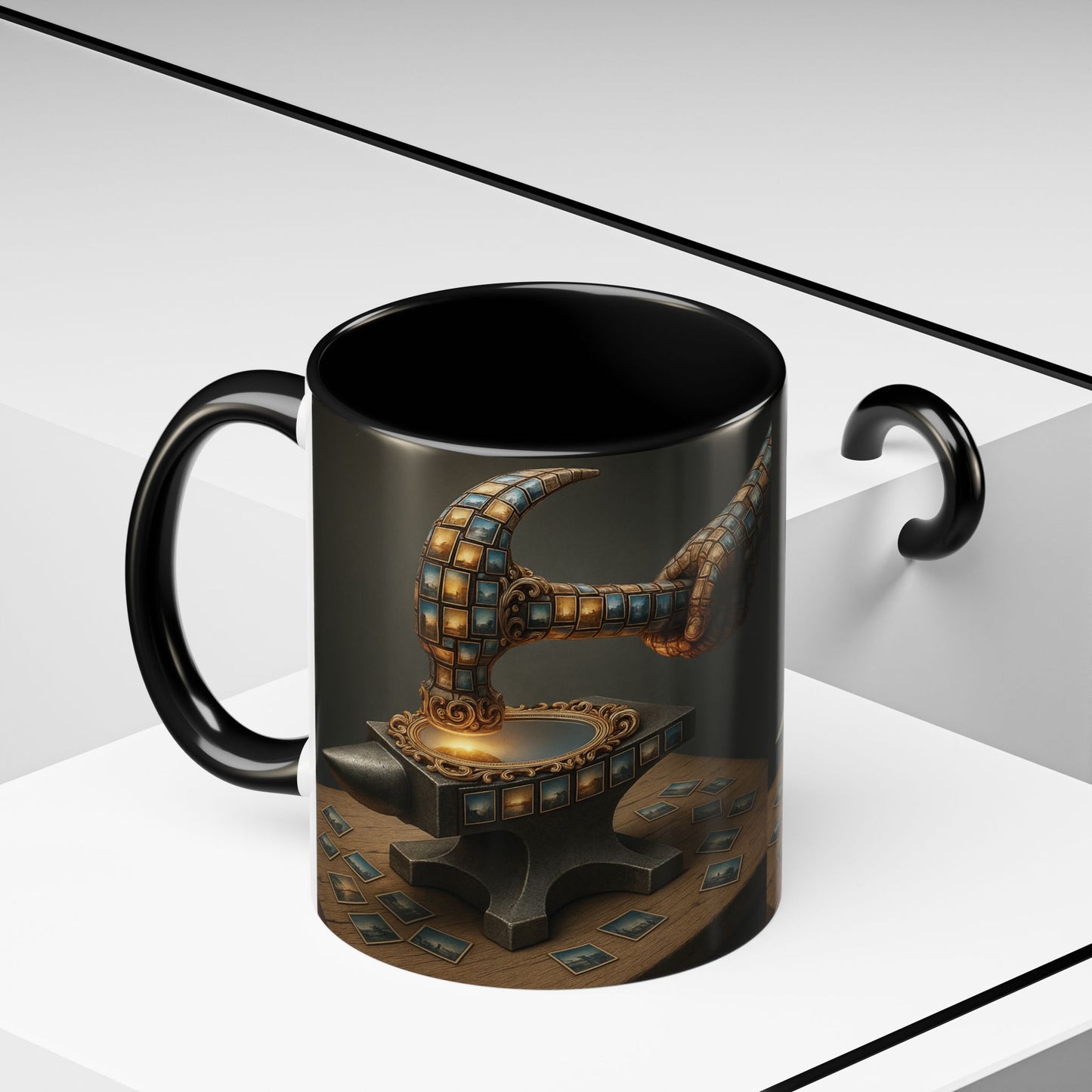 Mnéthos | Mug – Ceramic 11 oz (325 ml) Coffee/Tea Cup, Black Interior & Handle