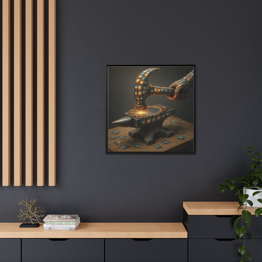 Mnéthos | Square Canvas Wall Art – 30x30" (76x76 cm), Black Frame, Pinewood & Cotton-Polyester Blend