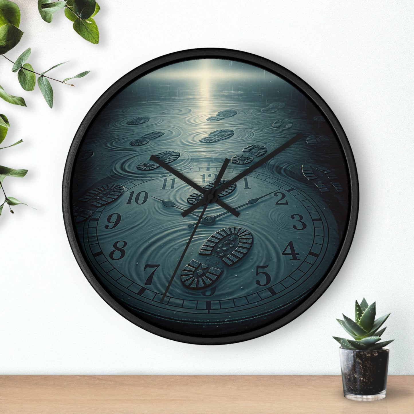 Vestund | Round Wall Clock – Black Frame, 10" x 10" (25×25 cm), Vibrant Colors, Easy to Hang