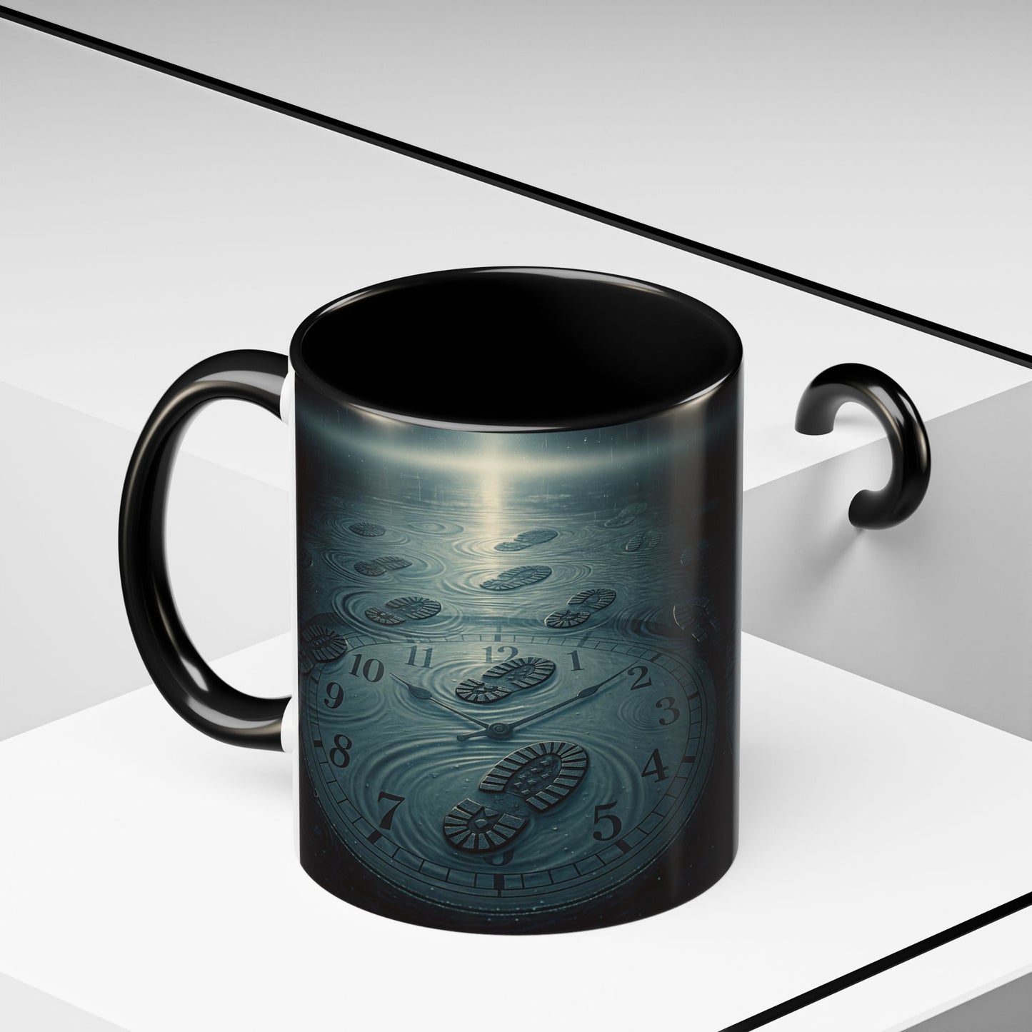 Vestund | Mug – Tasse à café/thé en céramique 325 ml (11 oz), intérieur et anse noirs